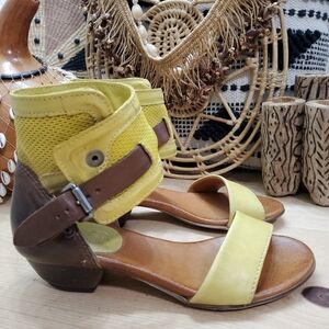 Miz Mooz Sandals Cali Womens 7.5-8/38 Verona Ankle Strap Leather Lime Slouchy